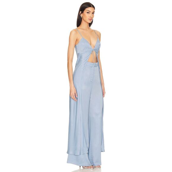 Camila Coelho Kassiani Tie Front Top - S Dusty Blue - Picture 2 of 3